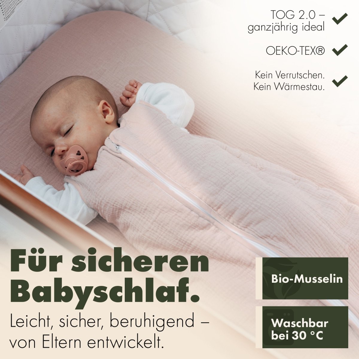 wärmflasche schlafsack Atmungsaktiver Baby Schlafsack aus Bio-Musselin