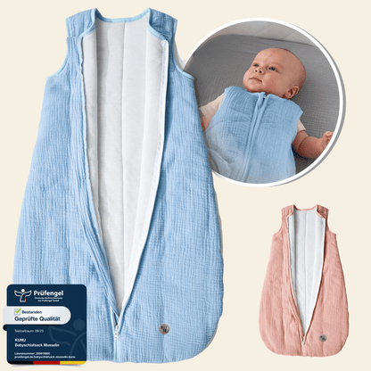 zu großer schlafsack baby Atmungsaktiver Baby Schlafsack aus Bio-Musselin