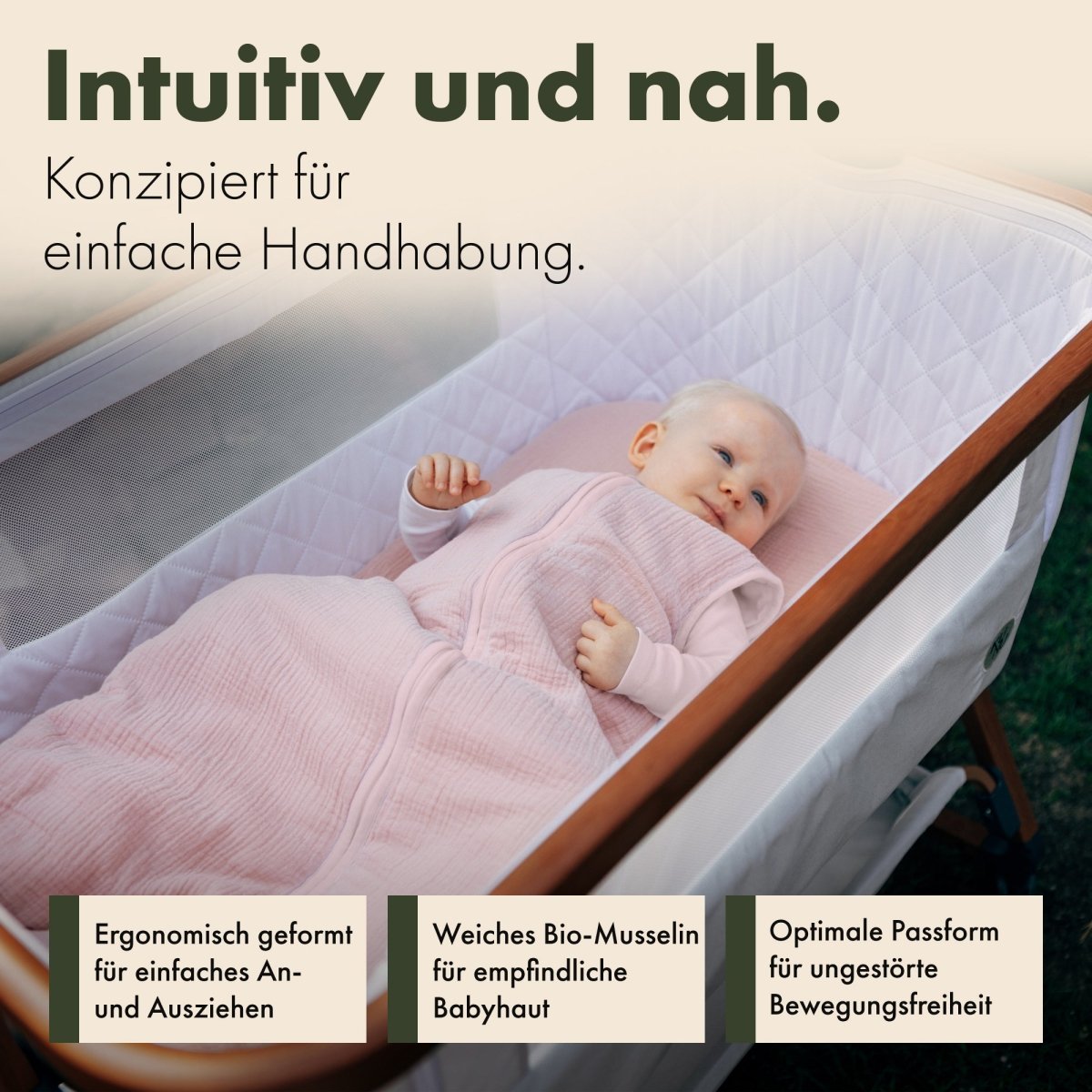 lunamie schlafsack Atmungsaktiver Baby Schlafsack aus Bio-Musselin