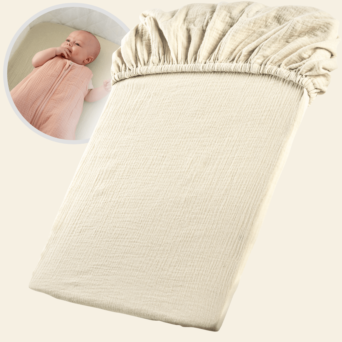 Baby Bettlaken aus Bio-Musselin – weich & passgenau