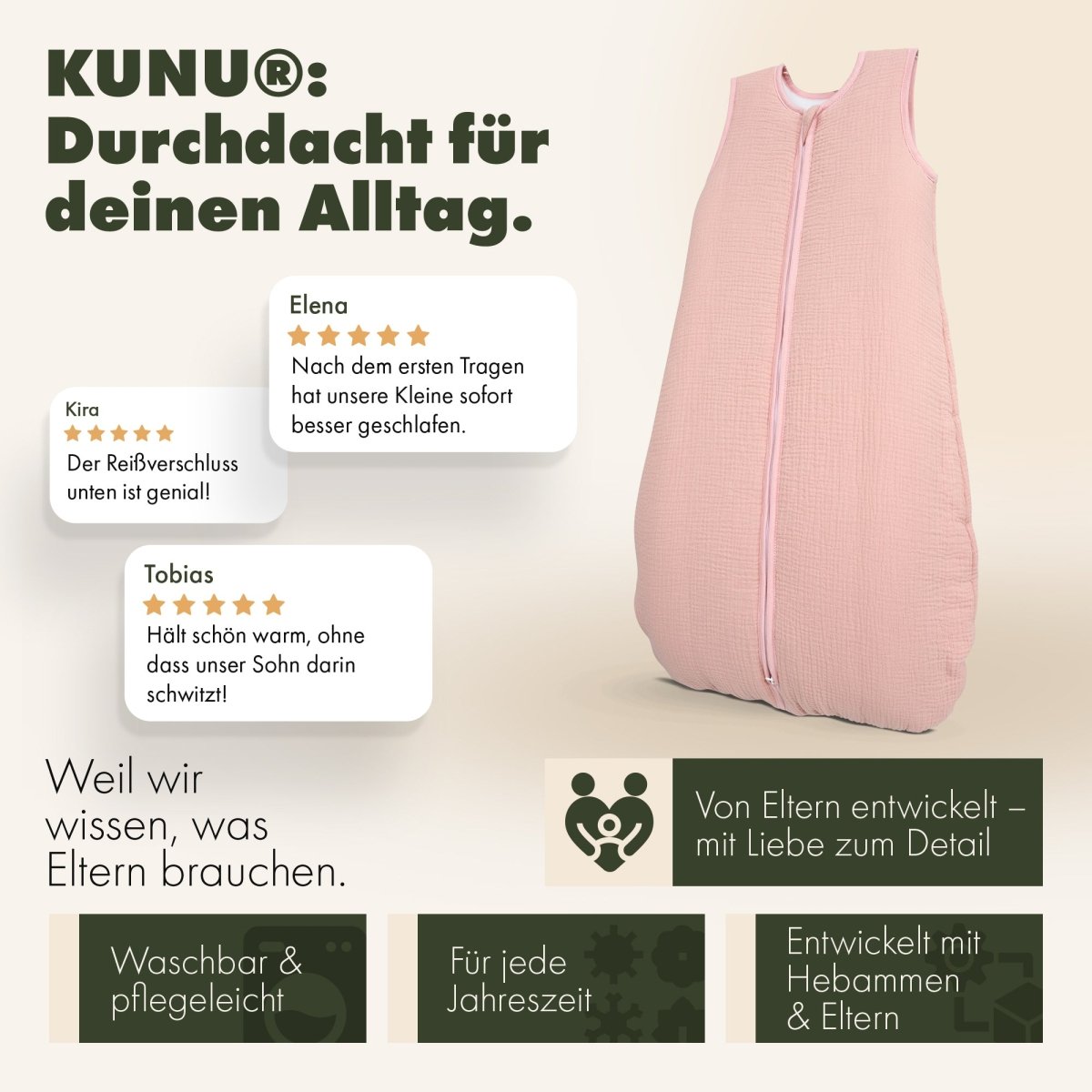 schlafsack reißverschluss von oben nach unten Atmungsaktiver Baby Schlafsack aus Bio-Musselin