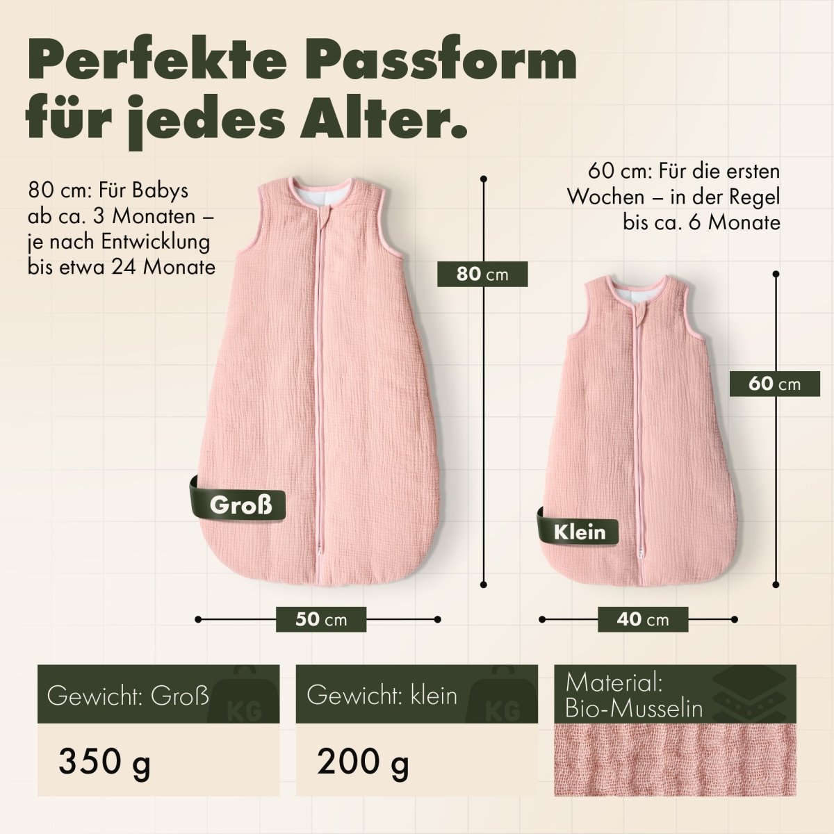 schlafsack ab 1 jahr Atmungsaktiver Baby Schlafsack aus Bio-Musselin
