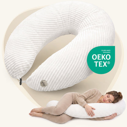 KUNU® Stillkissen & Nestchen aus Cord-Samt in Cremeweiß, OEKO-TEX® zertifiziert